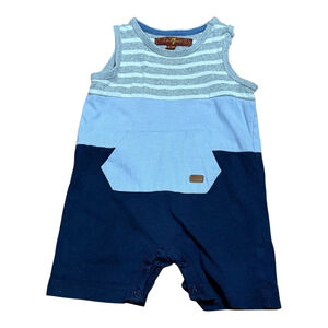 7 For All Mankind Baby Boys Romper 0-3 Months Sleeveless Striped One Piece Outfi